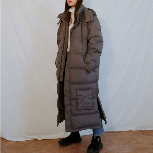 Сверхдлинный пуховик, куртка, коллекция 2021, в корейском стиле