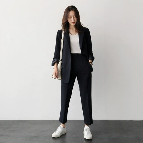 Классический костюм, комплект, осенняя куртка для отдыха, штаны, в корейском стиле