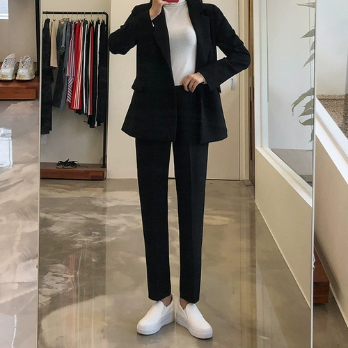 Классический костюм, осенний комплект, пиджак классического кроя, коллекция 2021, в корейском стиле