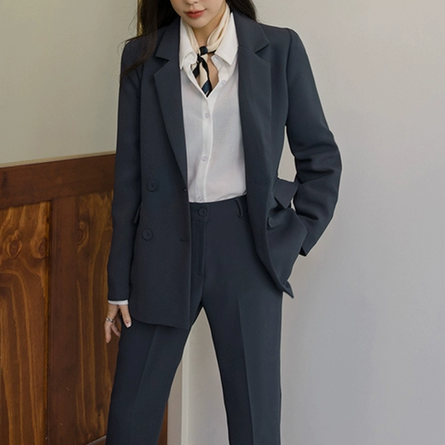 Классический костюм, осенний комплект, пиджак классического кроя, коллекция 2021, в корейском стиле