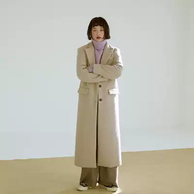 Woolen coat women's super long over the knee to the ankle 2021 autumn and winter new Korean version of woolen coat thickened slim and thin