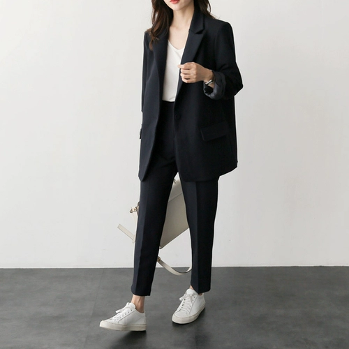 Классический костюм, комплект, осенняя куртка для отдыха, штаны, в корейском стиле