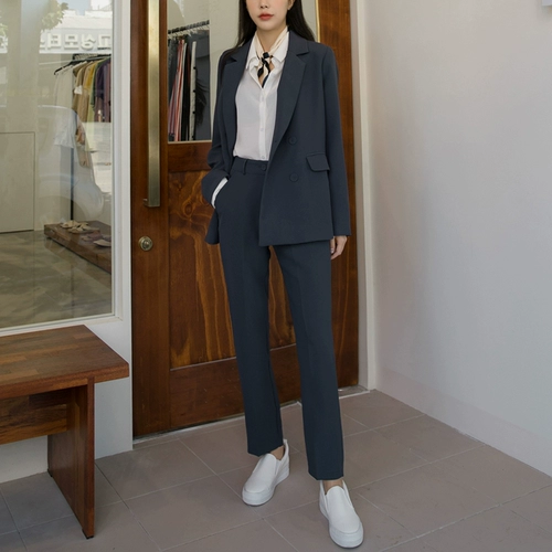 Классический костюм, осенний комплект, пиджак классического кроя, коллекция 2021, в корейском стиле