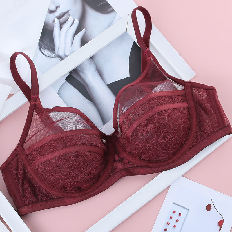 Có thép bras nhẫn tụ tập sexy cho thấy ngực lớn nhỏ siêu mỏng chống võng chất béo mm lót Womens lớn áo ngực sữa kích thước.