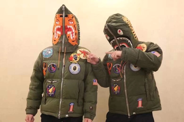 Original new products Readymade Down Jacket shark old tiger head joint military cloth embroidery down jacket-Taobao