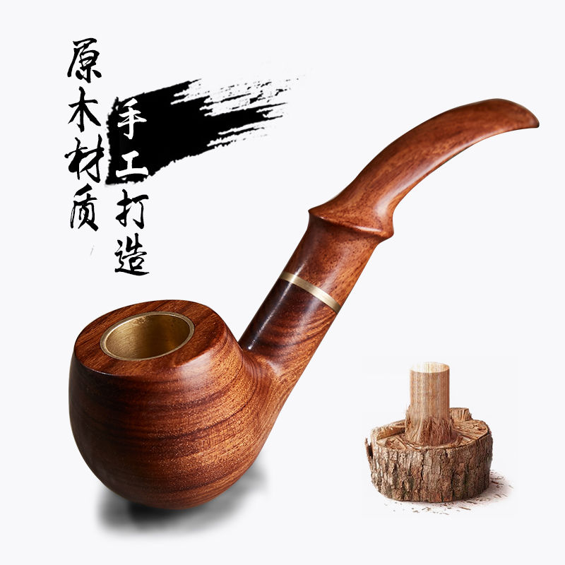 Solid wood handmade pipe gold sandalwood pear green sandalwood purple light sandalwood blood sandalwood men's dual-use cigarette holder pure copper filter bucket