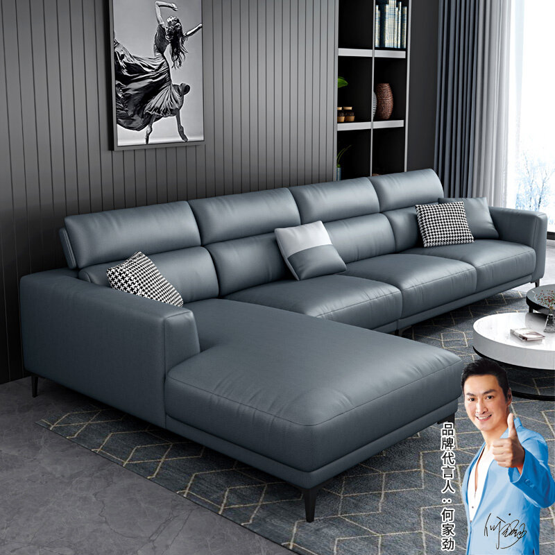 Cloth sofa living room modern minimal small household type Nordic latex light luxury corner free washing technology cloth sofa combination