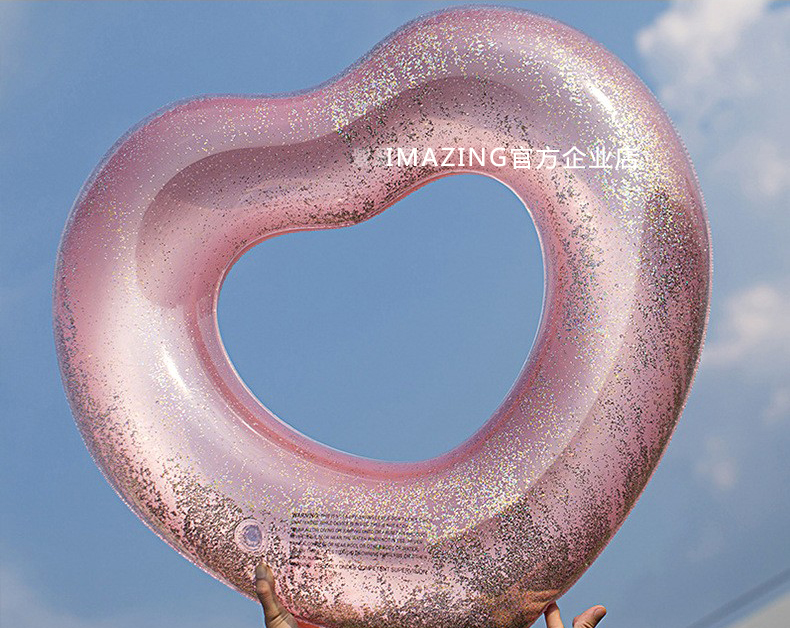 Vàng bột trái tim vàng phao cứu sinh hình trái tim vàng sequin hồng tình yêu bơi vòng dày bong bóng nách - Cao su nổi phao bơi cho bé 2 tuổi