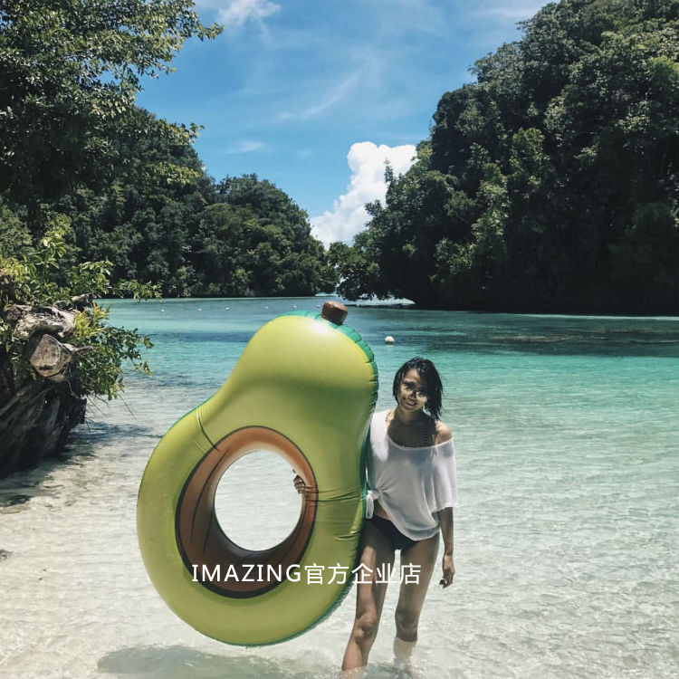 IMAZING xác thực khổng lồ quả bơ bơm hơi bơi vòng tha thứ cho người lớn màu xanh lá cây nổi hàng ghế nổi giường phao lưng
