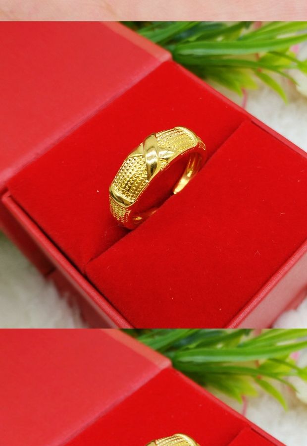 Việt Nam Sha Jin Glossy Cặp nhẫn mô phỏng Vàng nam và nữ Vàng mạ không hở màu Nhẫn cưới đơn giản mẫu nhẫn nữ đẹp
