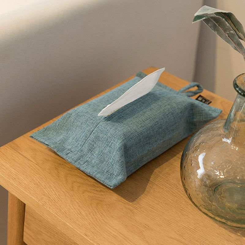 Cotton linen fabric tissue box Japanese home living room drawing paper bag car tissue bag toilet storage bag can be hung