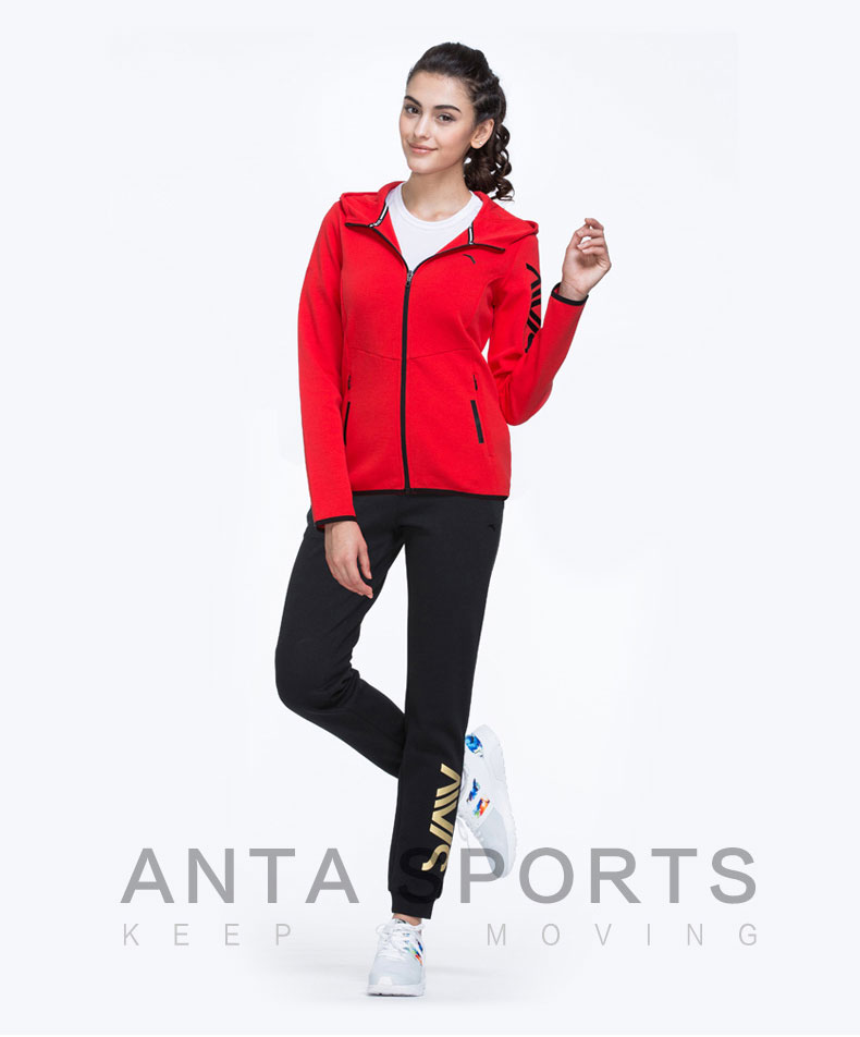 Anta sport suit nữ 2019 trang web chính thức mùa xuân trang phục thể thao chính hãng trùm đầu quần thể thao quần âu mặc quần áo nữ - Thể thao sau áo thể thao adidas