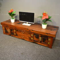 Old ship wood furniture TV cabinet living room all solid wood TV cabinet low cabinet log simple Chinese locker floor cabinet