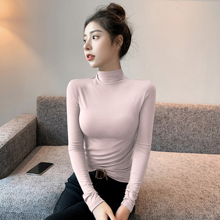 Modal Half-High Collar Base Shirt for Women, Autumn and Winter 2025 New Style, Inner Wear T-Shirt, Slim Fit, Thin Pink Long-Sleeve Top