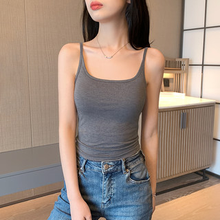 莫代尔吊带背心女内搭2026新款方领冰丝美背外穿灰色无袖打底上衣