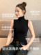 加绒高领无袖背心女内搭秋冬季加厚磨毛保暖吊带修身黑色打底上衣