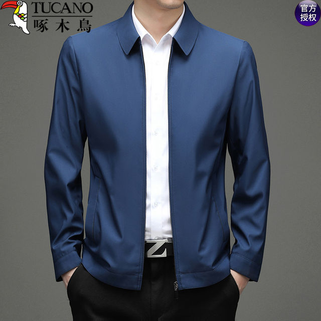 Woodpecker Lapel Jacket ຜູ້ຊາຍພາກຮຽນ spring ແລະດູໃບໄມ້ລົ່ນໃຫມ່ Jacket ທຸລະກິດບາດເຈັບແລະອາຍຸກາງແລະອາຍຸພໍ່ Outerwear ຜູ້ຊາຍ