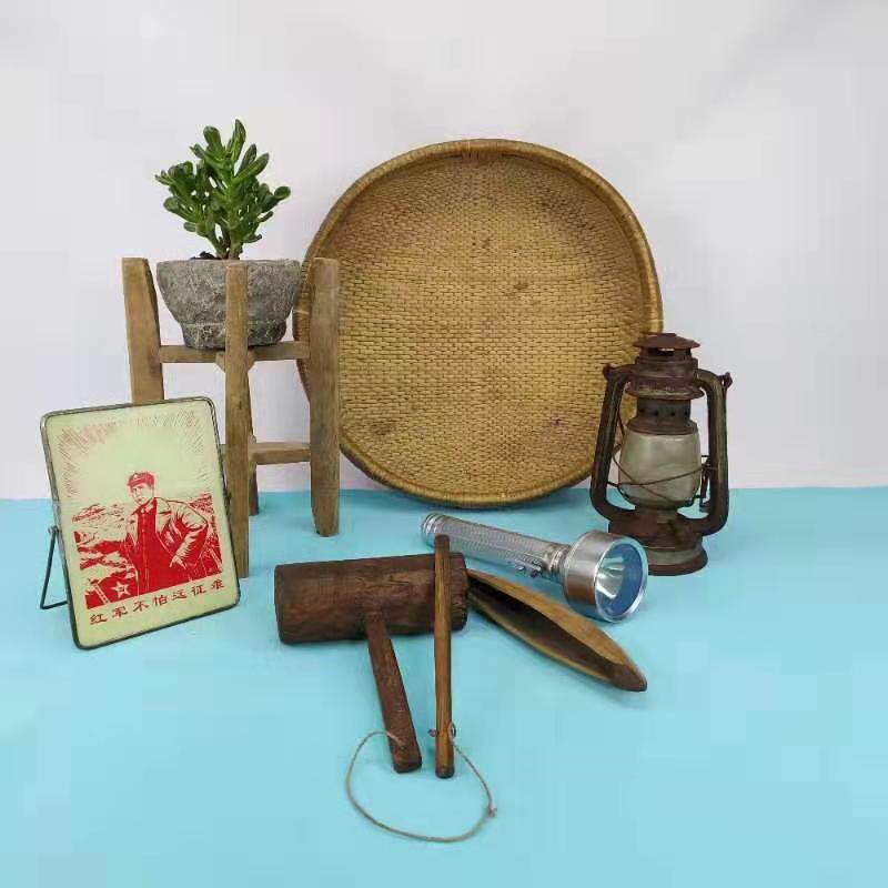Folklore Old Objects Nostalgia Collection Chore Basket Creative Flower Racks Wooden Shuttle Antique Retro Video Props Hem