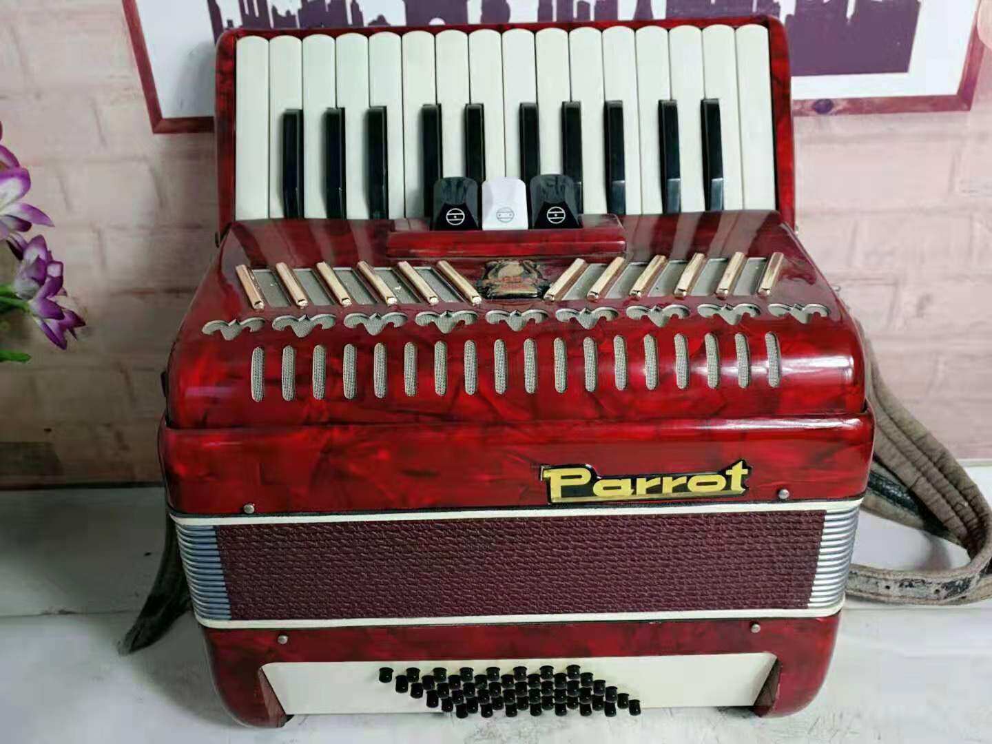 Six 70s Folk old objects old memories of parrot cards accordion red nostalgia collection shop window old swing pieces