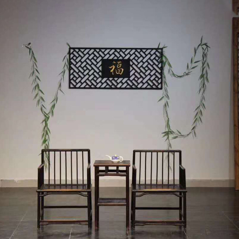 Solid wood Antique Elm Book Backs Three Pieces of Tea Table and Chair Combined Living Room Household Chinese Retro Decoration Fittings