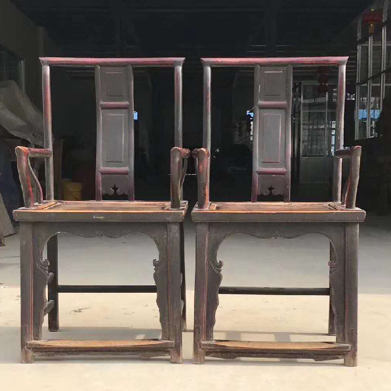 Folk old objects Qing Dynasty old chair old elm used hood chair old furniture antique old furniture retro decoration