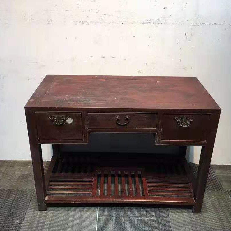 Folklore old objects nostalgia collection of old beech furniture old desk old tablesOld wooden saddle table retro decoration