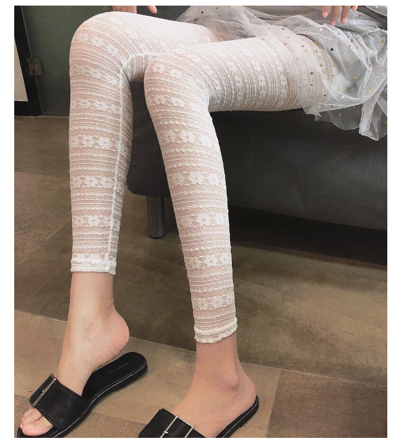 Inner pants women's summer anti-glare outer wear thin lace tights high waist, abdomen and hips ninth casual pants ultra-thin