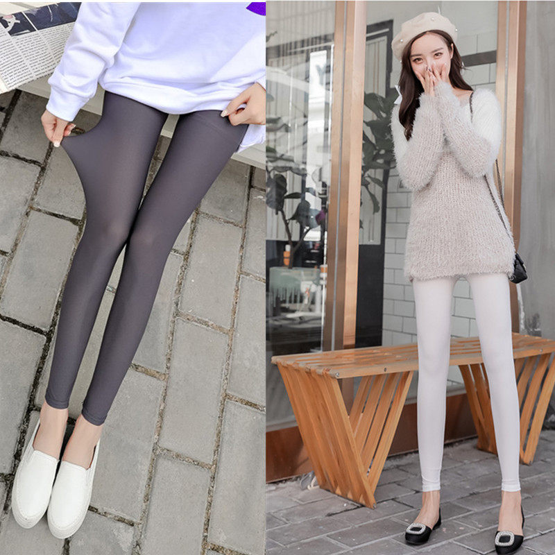 Inside lap pants woman wearing summer thin section black large size 90% elastic tight height waist ice silk sports shark yoga pants