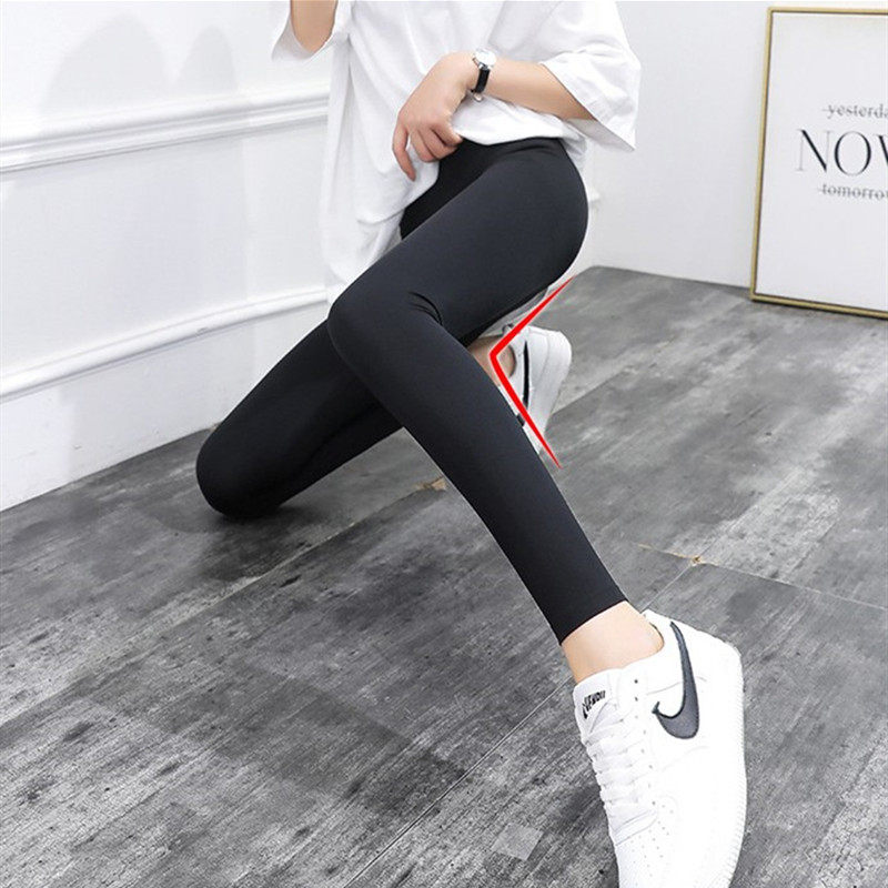 Underwear pants show thin spring and autumn women's outer wear thin section high waist abdomen elastic tight nine points yoga black Barbie pants