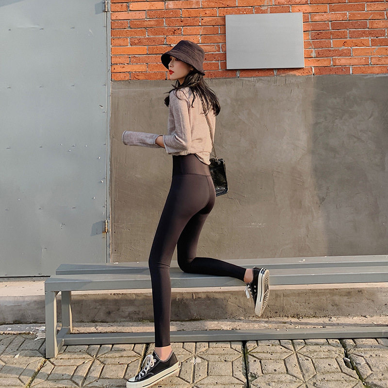 Sharkskin inner pants and outer wear summer women's thin section anti-glare high waist yoga exercise tight abdomen and hip elasticity