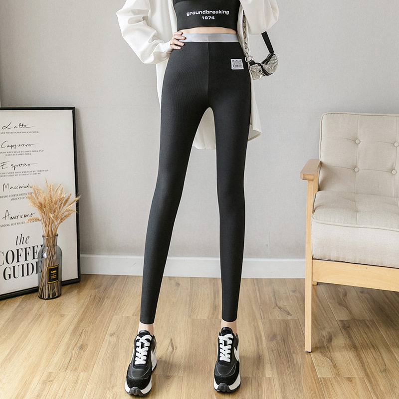 Inner pants, women's outer wear, spring and autumn models, high waist, tight-fitting, thin, large size, autumn and winter, black nine-point cigarette pants, double-sided velvet tide