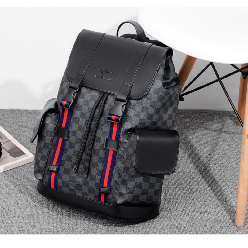 Hong Kong Backpack Men's Shoulder Pack New Tide Leather Travel Package Student Pack