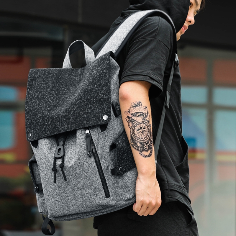 Hong Kong Duty Free Men's Casual Fashion Backpack College Student Travel Backpack Personality Canvas High School School Bag