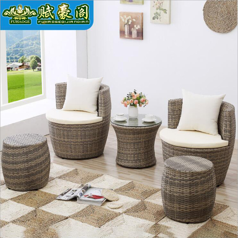 Patio Balcony Rattan Chairs Combined Outdoor Garden Creative Chairs Casual Rattan Chairs Furniture furniture Three sets of small table and chairs