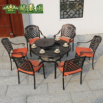 Barbecue Table Outdoor Patio Table And Chairs Kit Villa Garden Terrace Casual Home Commercial Charcoal Grilled Electric Grill Table Cast Aluminum