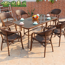 Balcony Small Table And Chairs Bamboo Rattan Chair Three Sets Single Teng Chair Outdoor Leisure Small Tea Table Home Vines Leaned Back Chair