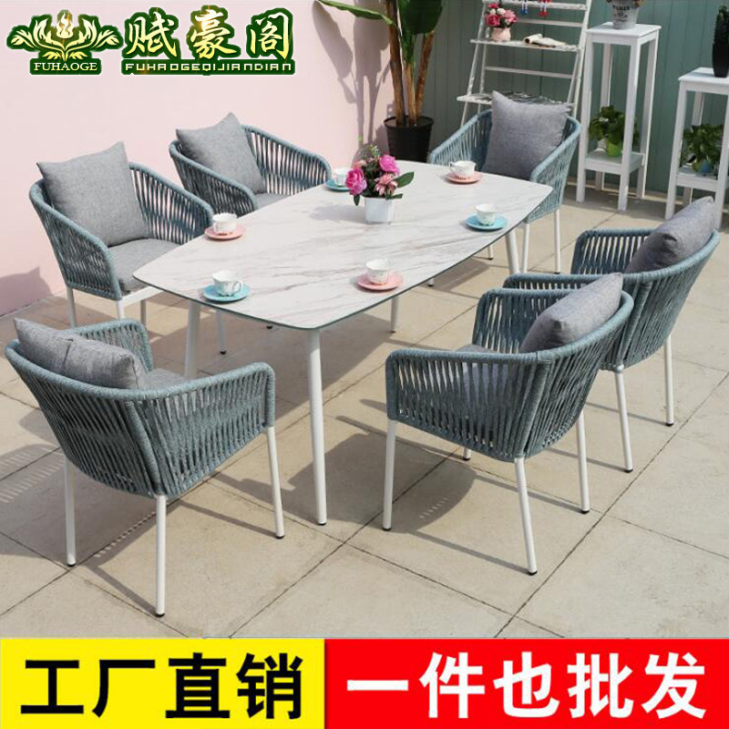 Outdoor table and chairs outdoor patio balcony rattan chairs table and chairs Hotel open air table Leisure vines Chairs Furniture in Northern Europe