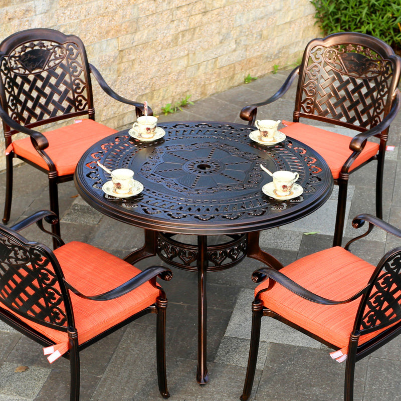 Outdoor Cast Aluminum Table Chairs Combined Outdoor Patio Furniture Iron Art Casual Garden Open-air Balcony Table and chairs Three-five sets