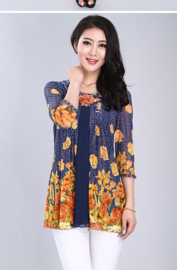 Kaiyong 2016 mùa xuân mới chính hãng Quần áo nữ Shangya trên áo sơ mi nữ ren ngắn kích thước lớn dành cho nữ áo công sở nữ