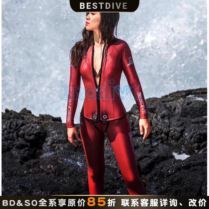 Bestdive Diving 3mm Men's and Women's Zipper Split Scuba Free Diving Wet Suit Warm and Cold-Proof Diving Suit