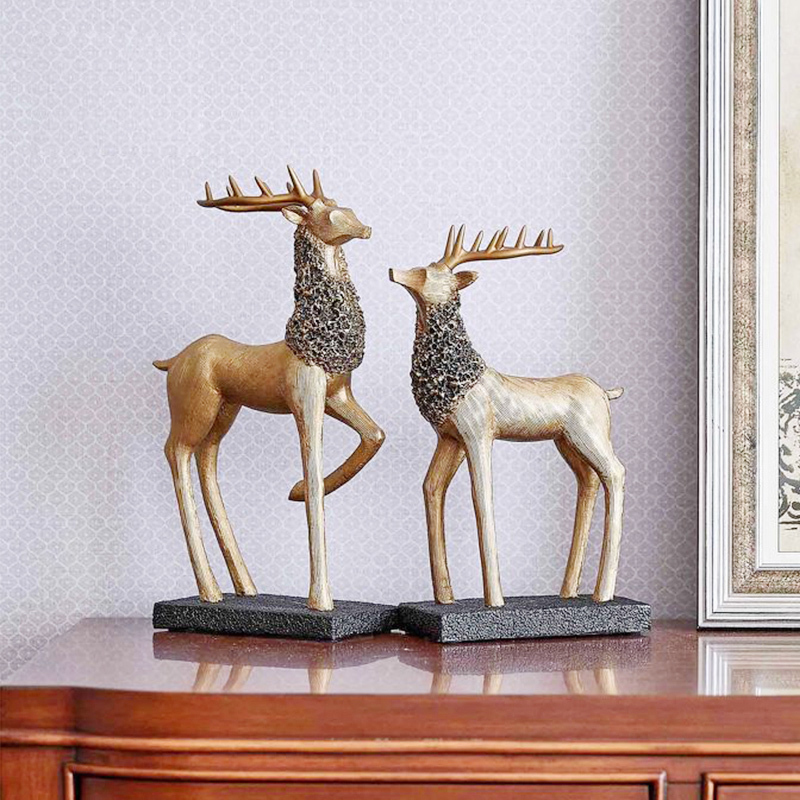 Wine Cabinet Light Lavish Soft Decorations Mercy American European-style Living Room Genguan TV Cabinet Home Decoration Elk Bucks deer