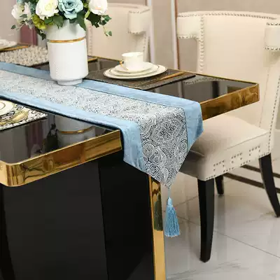 SAUMUR table table flag cotton linen fabric stitching blue modern simple American coffee table table table cloth mat set