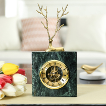 SAUMUR Marble Bronze Deer Bench Bell Silent Bedroom Living Room Clock Creative Eu Style Timekeeper Pendulum with light extravagance