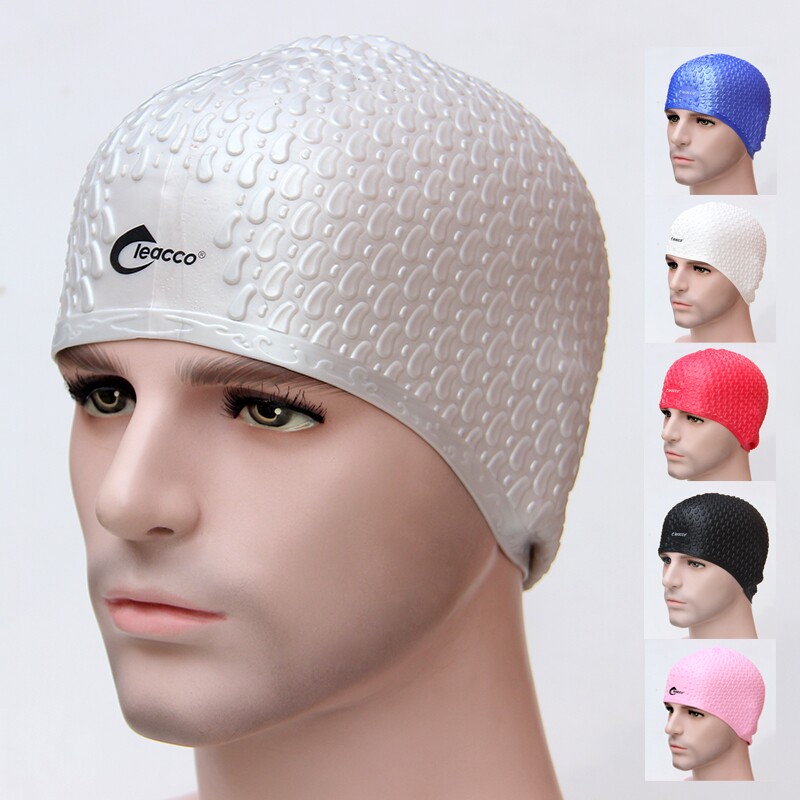 Silicone swimming cap comfortable waterproof no head male and female long hair swimming cap children large fashion solid color swimming cap swimming goggles