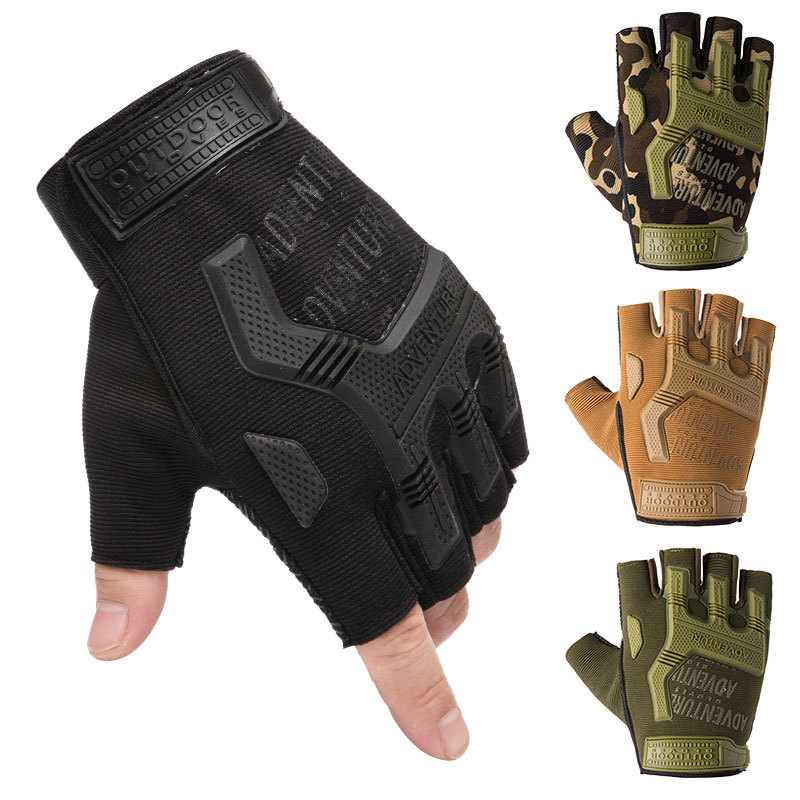 Special Forces Camouflage Gloves Men's Sports Fitness Half Finger Outdoor Riding Mountaineering Tactics Exposed Finger Fighting Thin Gloves