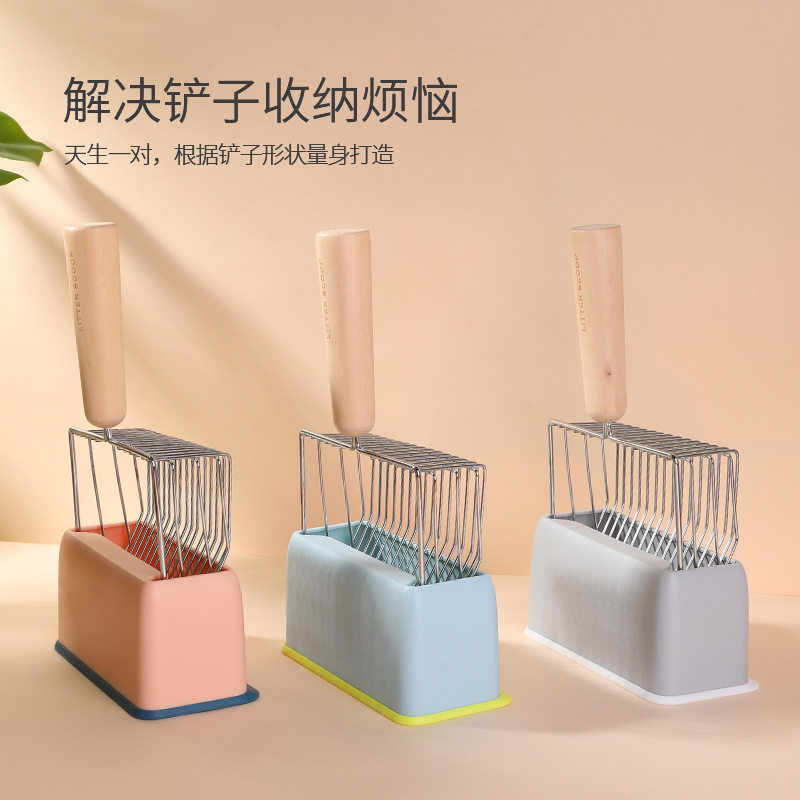 Pet Cat Sand Shoveling Candy Color Metal Cat Sand Shovel Suit Kitty Shoveling Tool Big wooden handle Shovel Supplies-Taobao