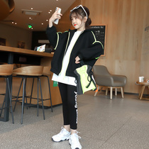 Korean girl autumn and winter jacket 2021 new Korean version of the foreign atmosphere of the big boy 10-year-old warm thin casual top