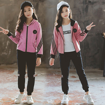 Korean Girls Fall Winter Sports Set 2022 New Zipper Long Sleeve Medium Big Kids Casual Girl Three-Piece