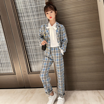 Korean girls autumn and winter internet celebrity set 2021 new style foreign childrens small suit jacket trousers casual two-piece set