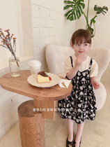 Korean girl crushed flower chiffon dress summer dress 2021 new parent-child dress foreign little girl fake two skirts
